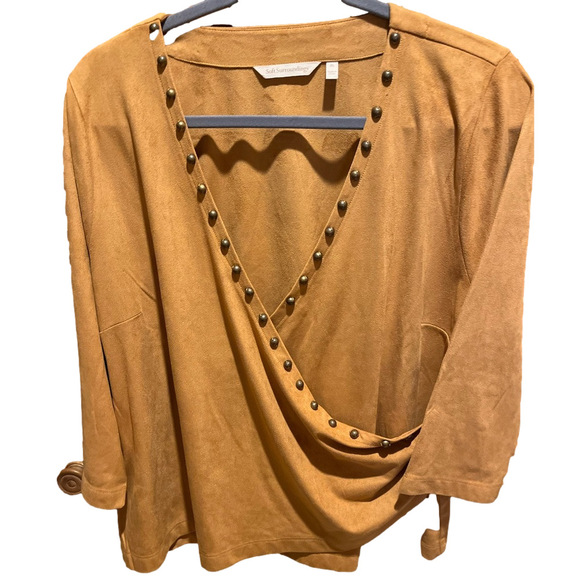 Soft Surroundings Tan Wrap Top - Picture 3 of 7